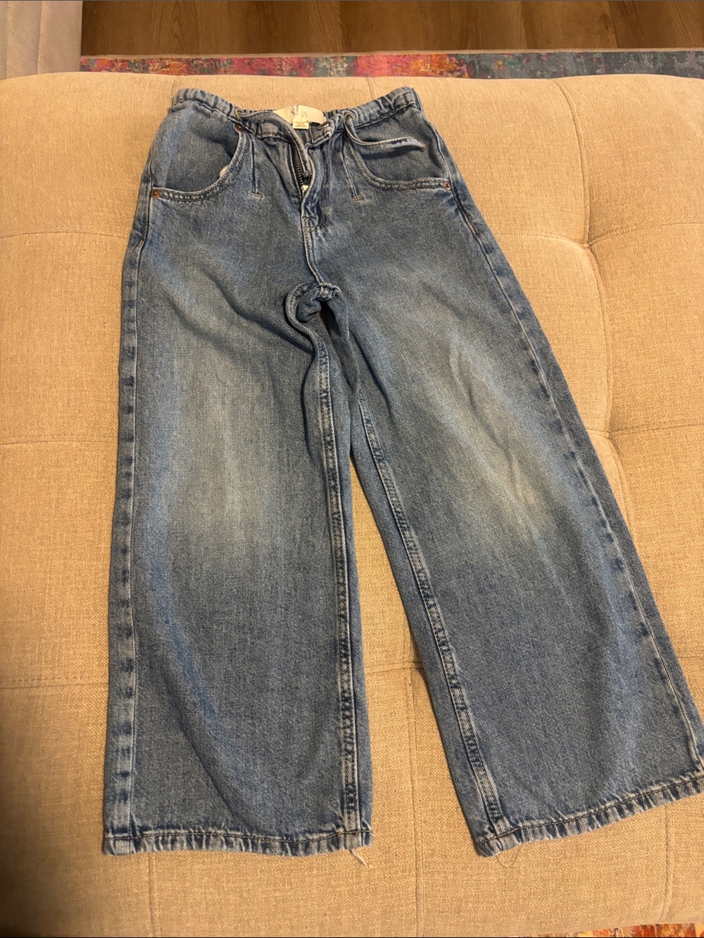 Zara Wide-Leg Jeans in Medium Blue Denim